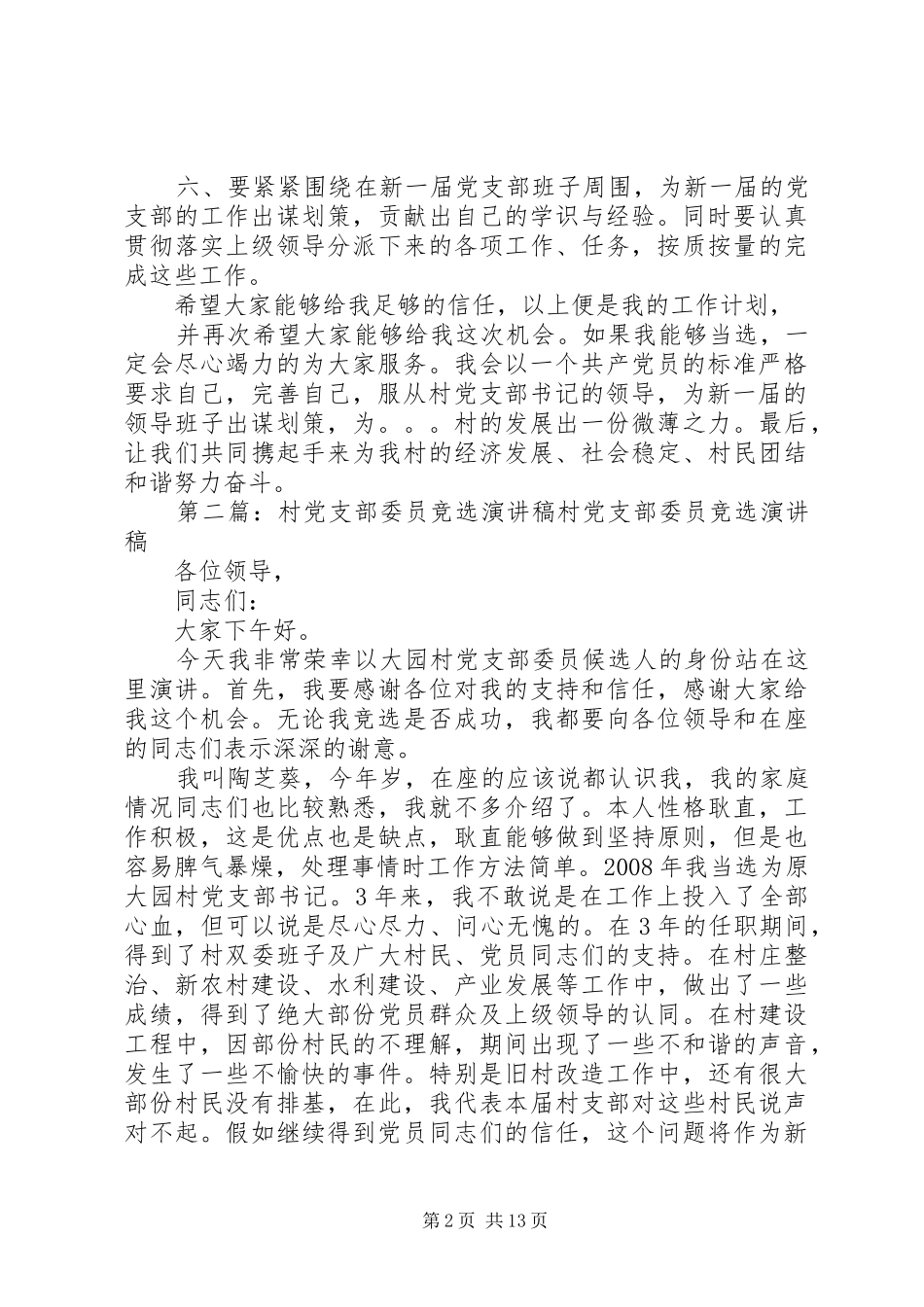 2024年村党支部委员选举演讲稿_第2页