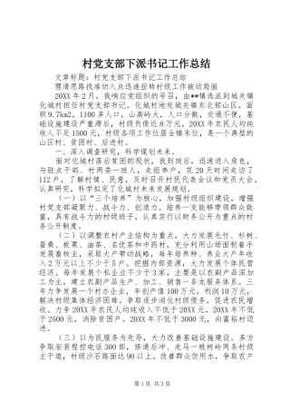 2024年村党支部下派书记工作总结