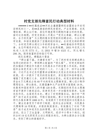 2024年村党支部先锋富民行动典型材料