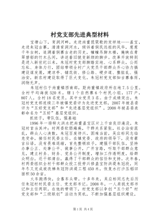 2024年村党支部先进典型材料