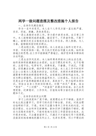 2024年两学一做问题查摆及整改措施个人报告