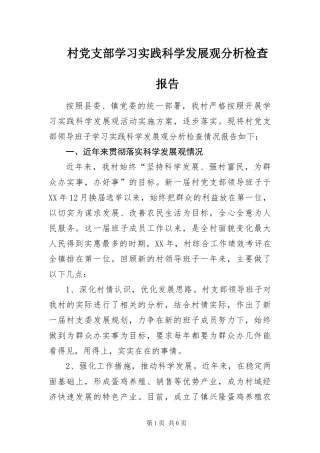 2024年村党支部学习实践科学发展观分析检查报告