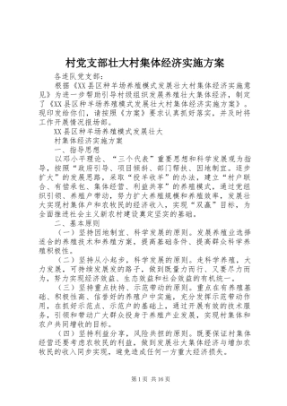2024年村党支部壮大村集体经济实施方案