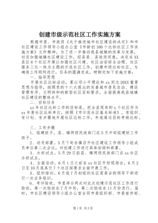 2024年创建市级示范社区工作实施方案