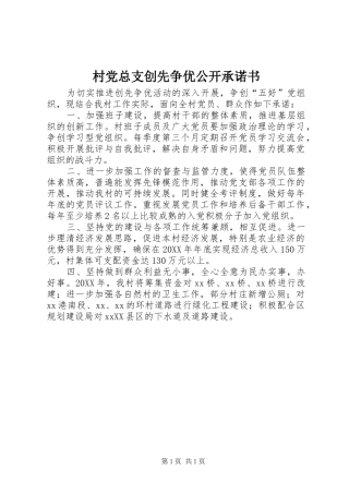 2024年村党总支创先争优公开承诺书