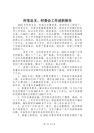 2024年村党总支村委会工作述职报告