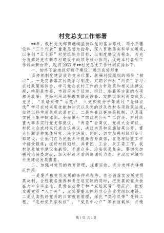 2024年村党总支工作部署