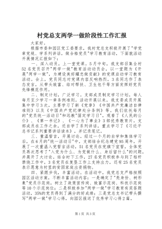 2024年村党总支两学一做阶段性工作汇报