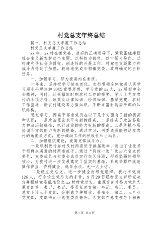 2024年村党总支年终总结