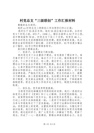 2024年村党总支三级联创工作汇报材料