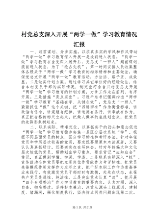 2024年村党总支深入开展两学一做学习教育情况汇报