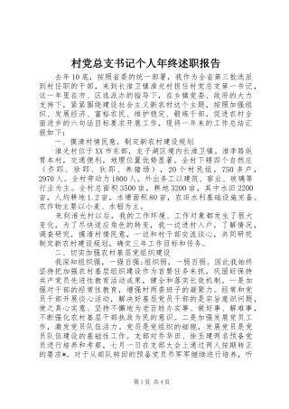 2024年村党总支书记个人年终述职报告