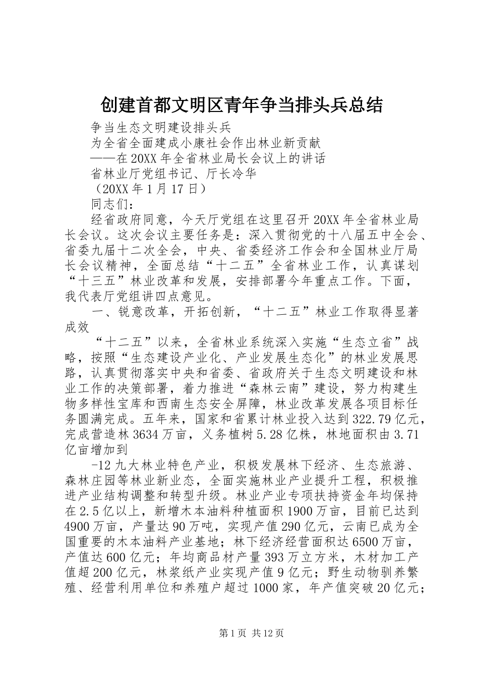 2024年创建首都文明区青年争当排头兵总结_第1页