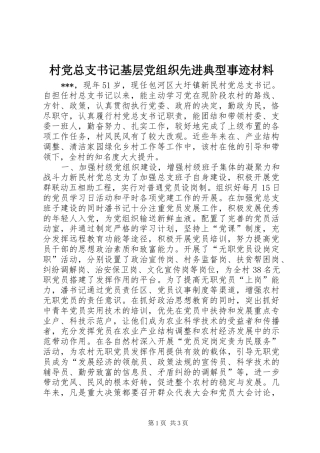 2024年村党总支书记基层党组织先进典型事迹材料