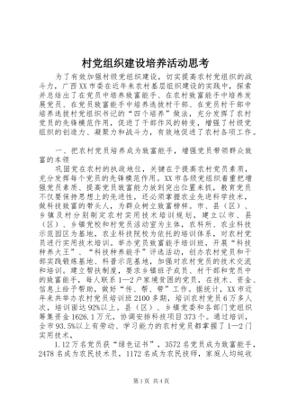 2024年村党组织建设培养活动思考