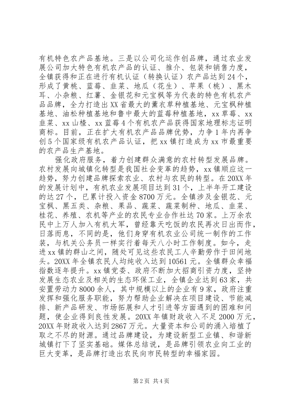 2024年创建特色品牌乡镇工作调研报告_第2页