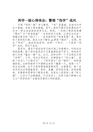 2024年两学一做心得体会警惕伪学成风