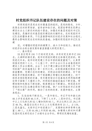 2024年村党组织书记队伍建设存在的问题及对策