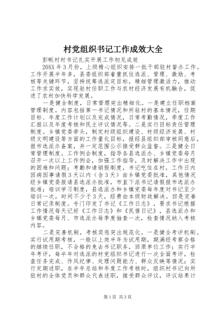 2024年村党组织书记工作成效大全