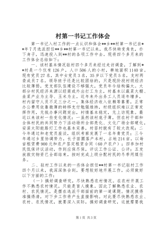 2024年村第一书记工作体会