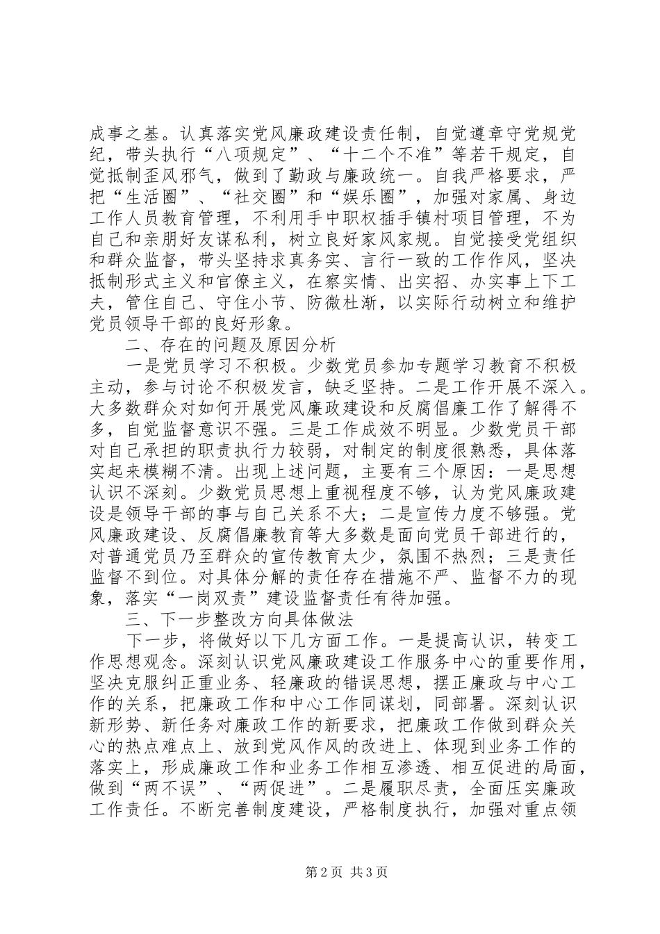 2024年村第一责任人一岗双责履行情况总结_第2页