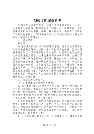 2024年创建文明城市意见