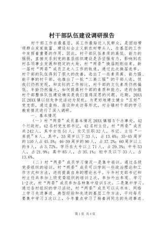 2024年村干部队伍建设调研报告