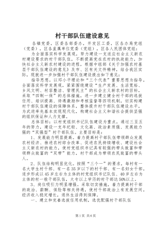 2024年村干部队伍建设意见