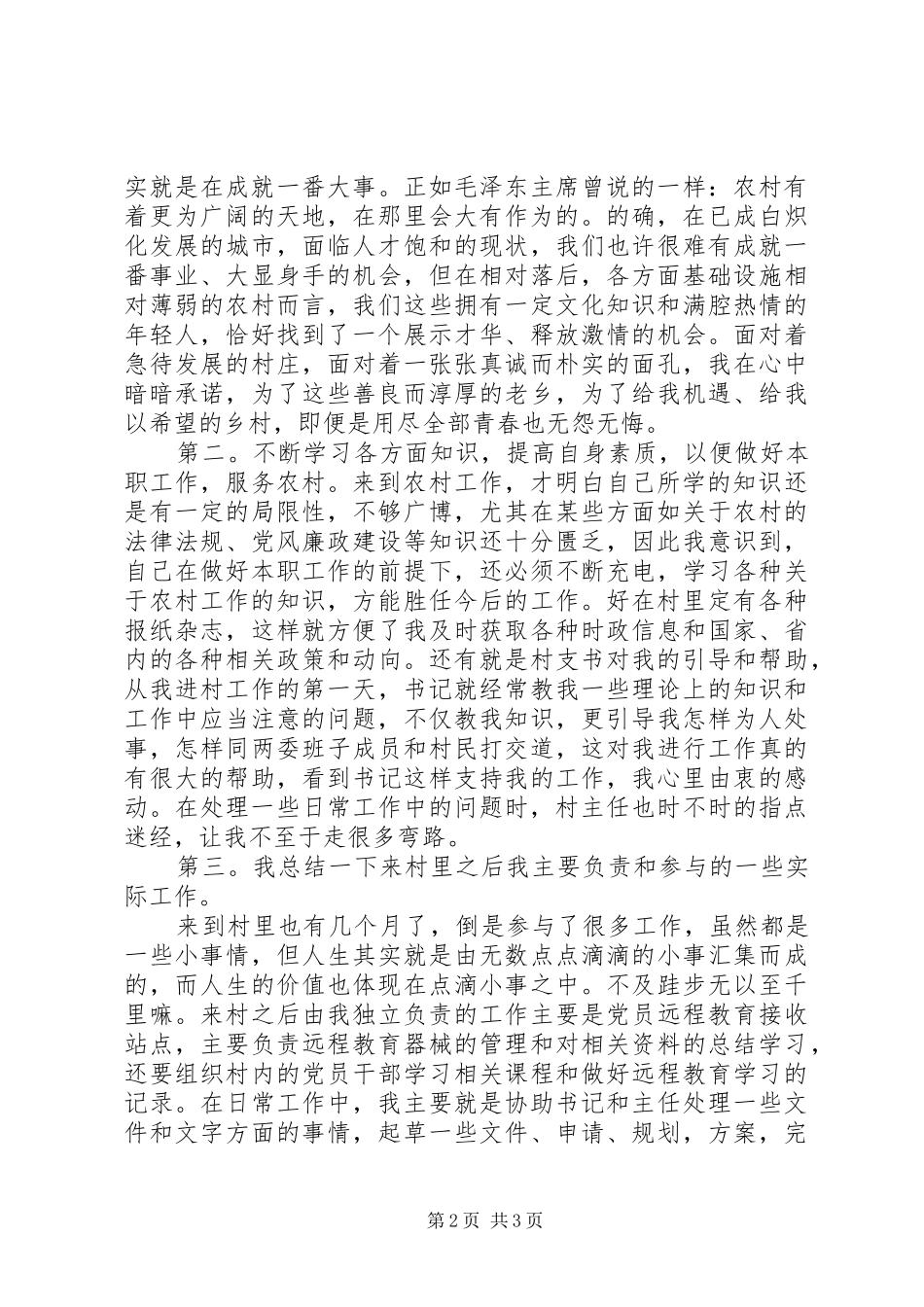 2024年村干部工作总结_第2页