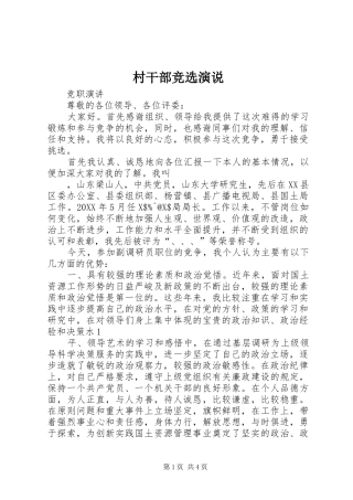2024年村干部竞选演说