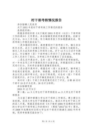 2024年村干部考核情况报告
