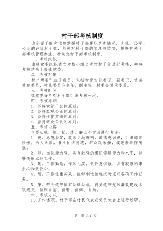 2024年村干部考核制度