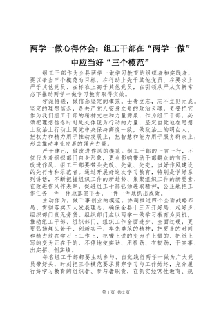 2024年两学一做心得体会组工干部在两学一做中应当好三个模范