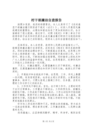 2024年村干部廉洁自查报告