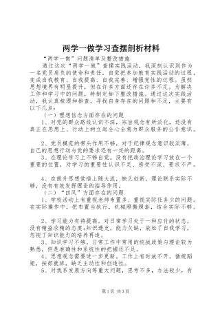 2024年两学一做学习查摆剖析材料