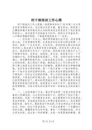 2024年村干部培训工作心得