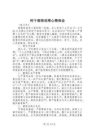 2024年村干部培训周心得体会
