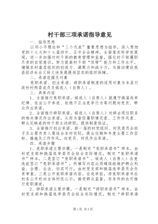 2024年村干部三项承诺指导意见