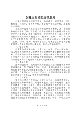 2024年创建文明校园反馈意见