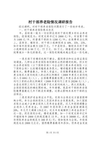 2024年村干部养老险情况调研报告