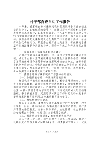 2024年村干部自查自纠工作报告