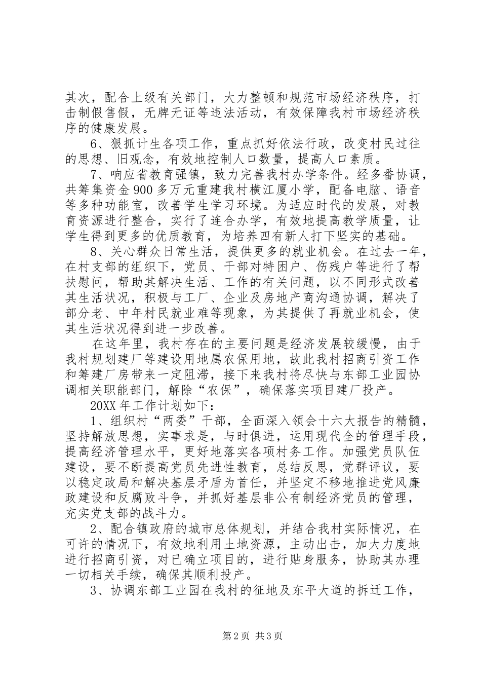 2024年村工作总结及工作计划_第2页