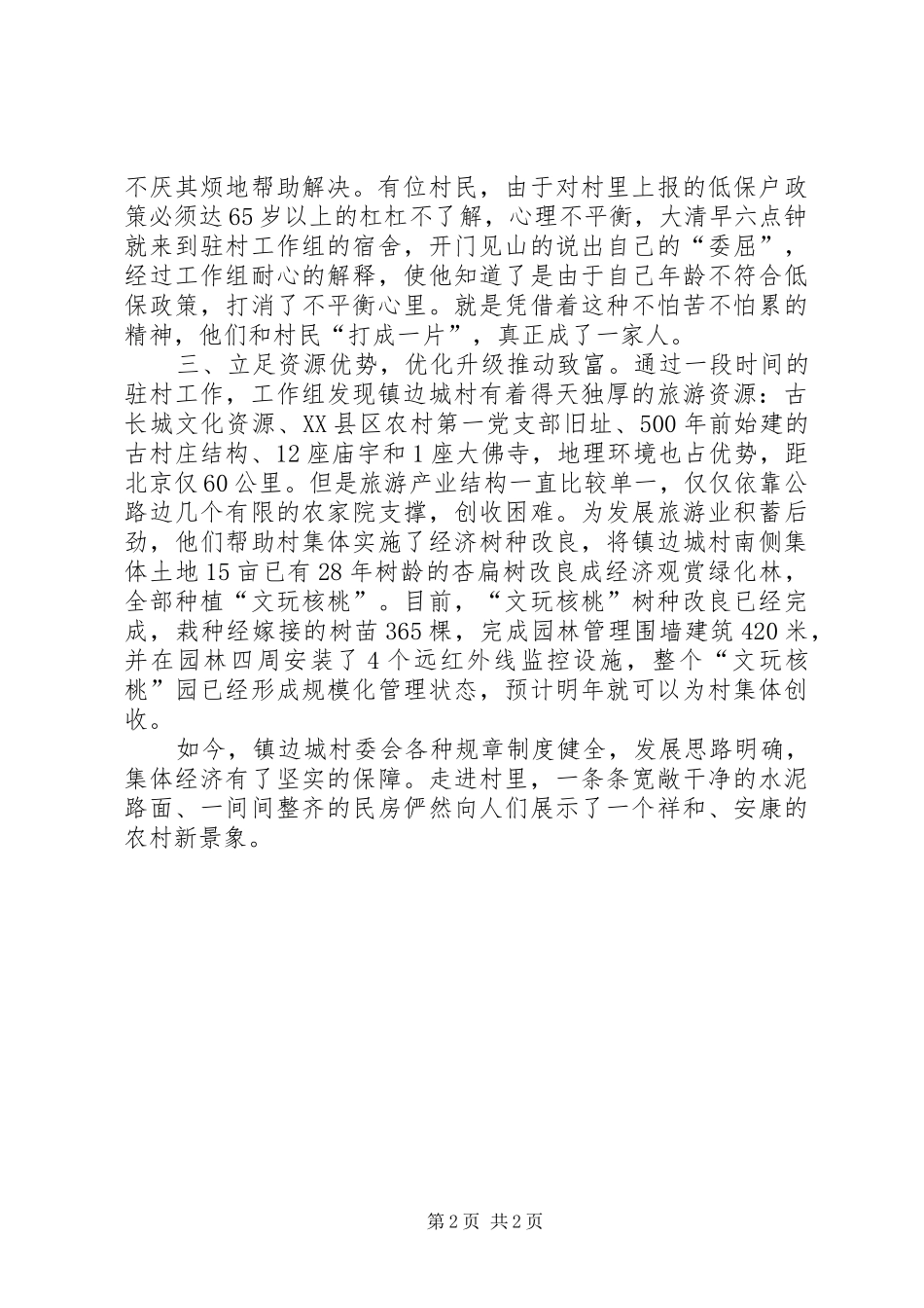 2024年村工作组典型材料_第2页