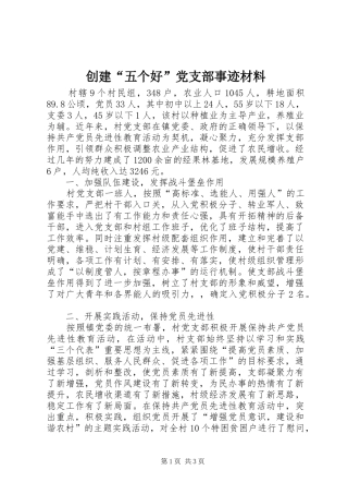 2024年创建五个好党支部事迹材料
