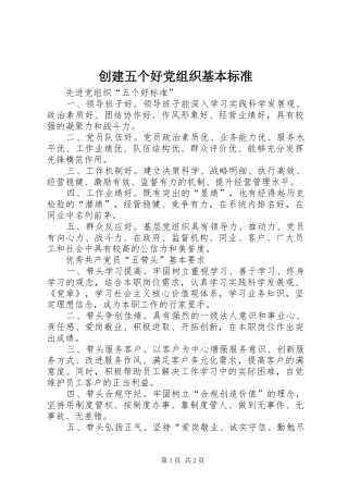 2024年创建五个好党组织基本标准