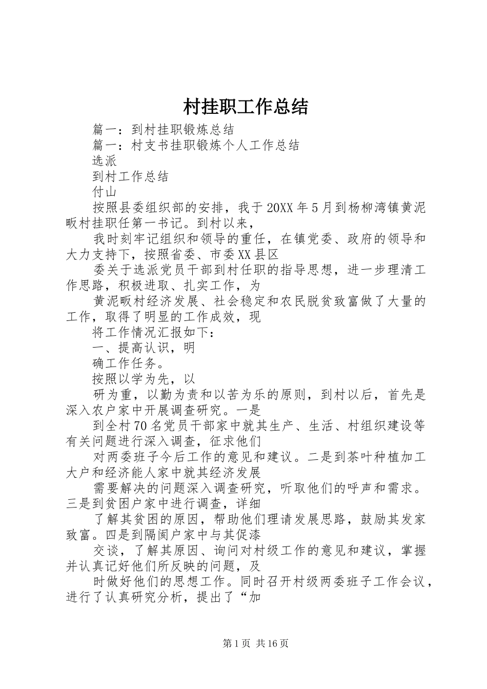 2024年村挂职工作总结_第1页