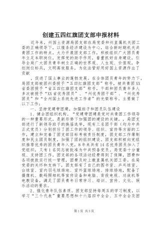 2024年创建五四红旗团支部申报材料