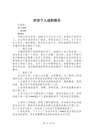 2024年村官个人述职报告