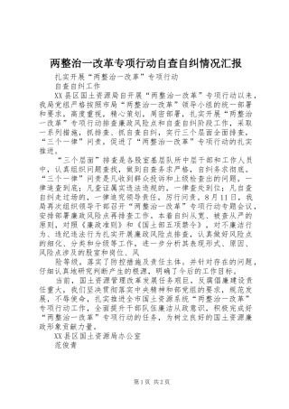 2024年两整治一改革专项行动自查自纠情况汇报