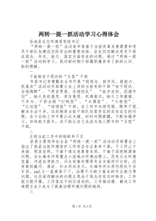 2024年两转一提一抓活动学习心得体会